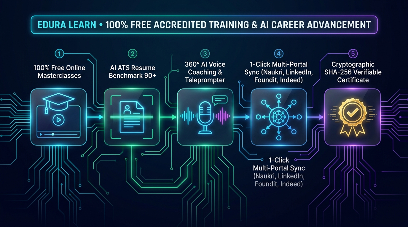 Edura Learn 5-Step Process Workflow: Free Masterclasses to Job Placement